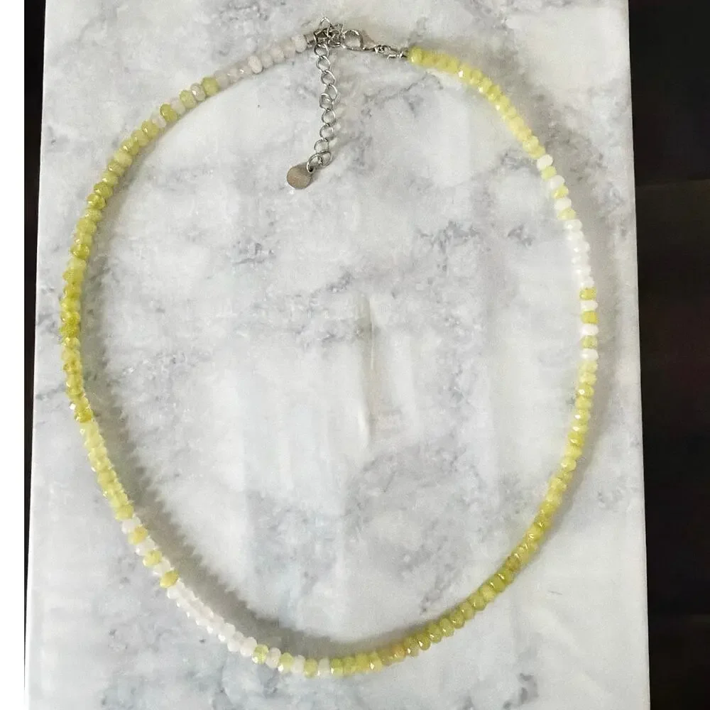 Second Bloom Studio Yellow White Ombre Agate Necklace 17.25